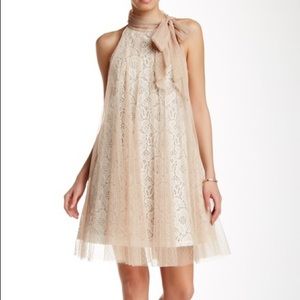 Ryu Swiss Dot & Lace Yoke White Cream Dress Size L